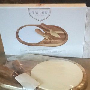 Twine Living Co. Gourmet wood & ceramic cheese board set
